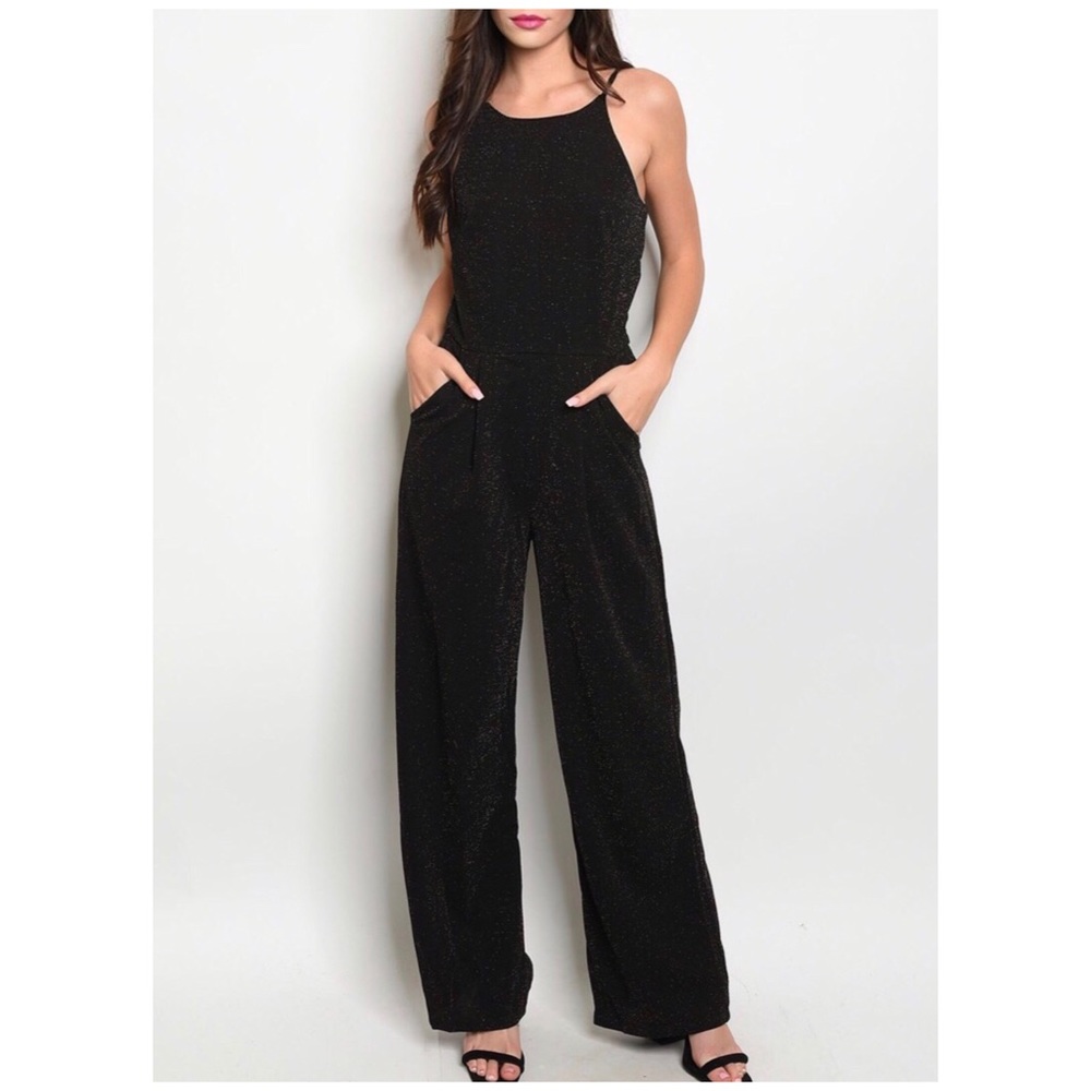 ❄️BLACK SHIMMER JUMPSUIT - Picture 3 of 6
